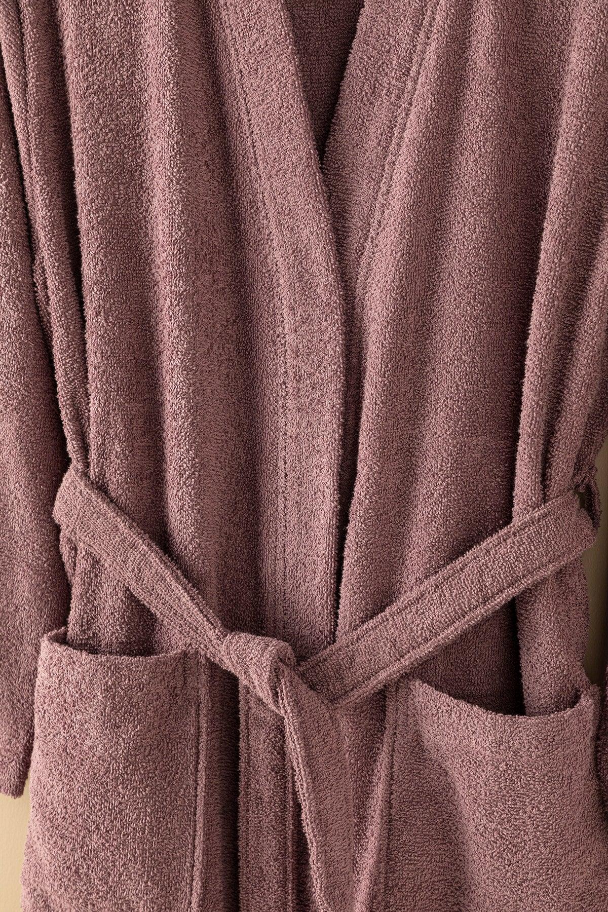 Plain Cotton Ladies Bathrobe Sm Dried Rose - Swordslife