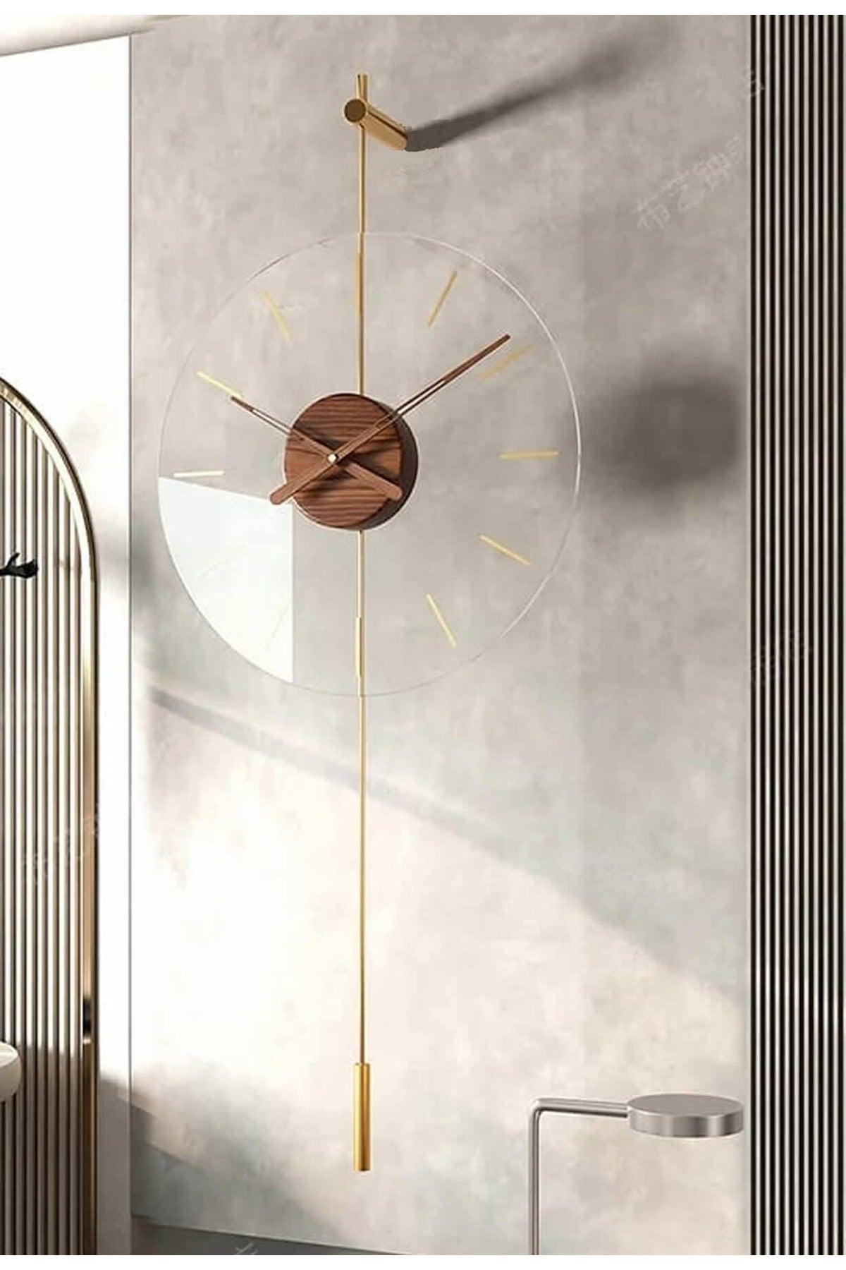 Gravity 40 Cm Gold, Modern Metal And Glass Design Wall Clock - Swordslife