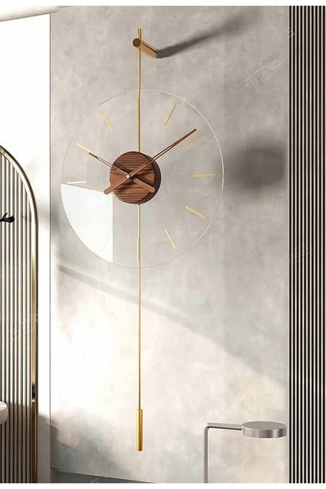 Gravity 40 Cm Gold, Modern Metal And Glass Design Wall Clock - Swordslife