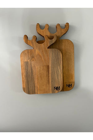 2 Pcs Deer Cutting/Presentation/Serving/Coffee Plate 100% Pine