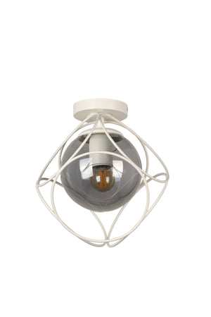 Suna Single White-Smoked Glass Ceiling Mount Chandelier