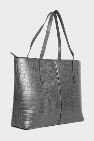 Women'S Crocodile Pattern 2-Sleeve Zippered Large Size Bag Shoulder Bag, Clutch Bag, Laptop Bag
