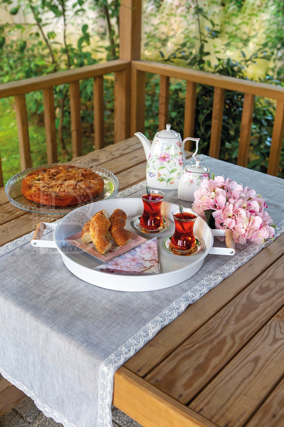 3 Piece Metal Tray With Wooden Handles Tea Tray Coffee Tray Presentation Tray Set