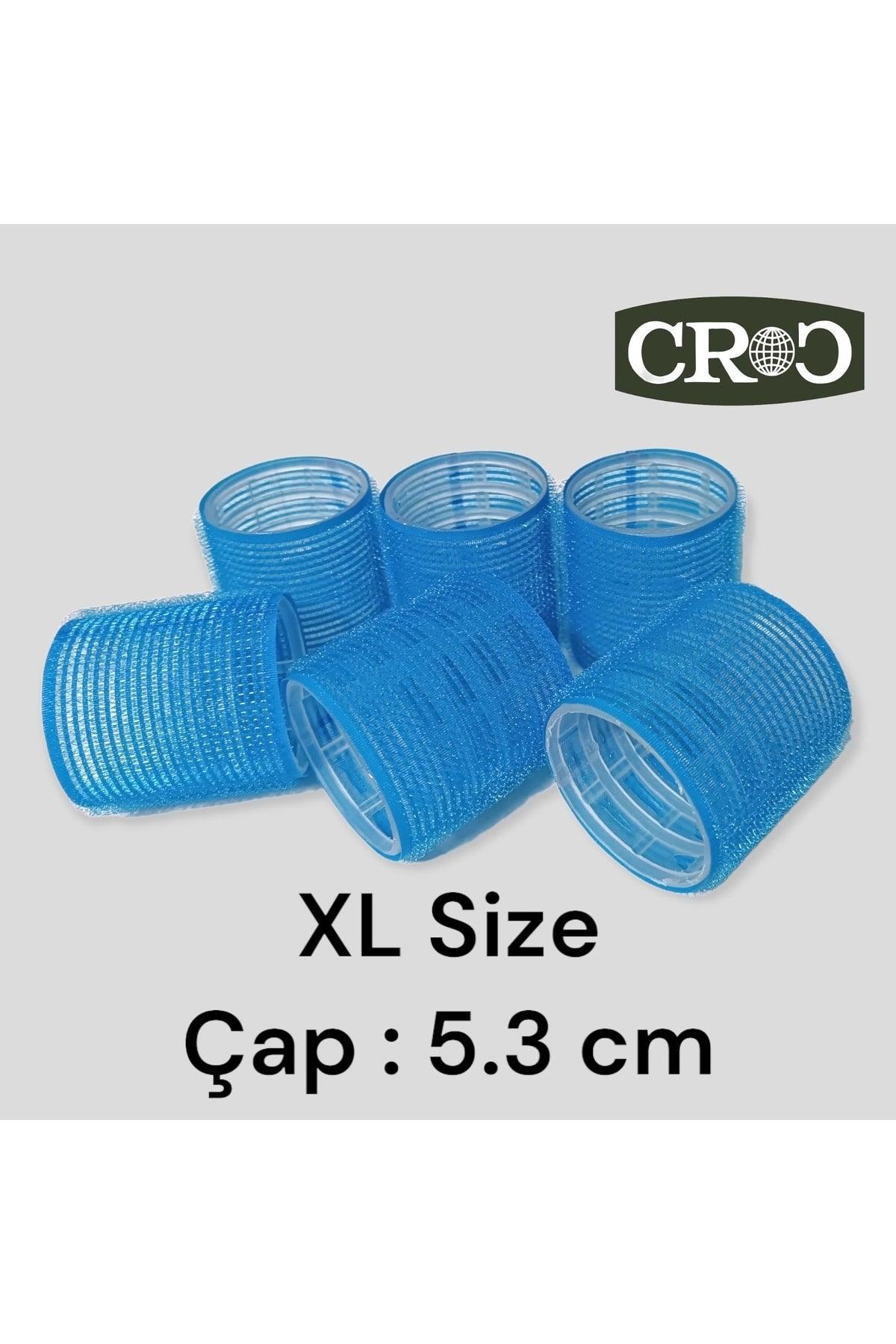 1214 Mega Size Curler 6pcs + Hair Clipper 12pcs Velcro - Adhesive Curler Blue - Swordslife