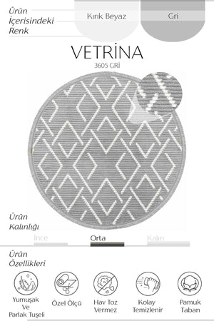 Vetrina 3605 Gray Soft Texture Carpet Rug Living Room Kitchen Hallway Cut Runner Round Machine Rug - Swordslife