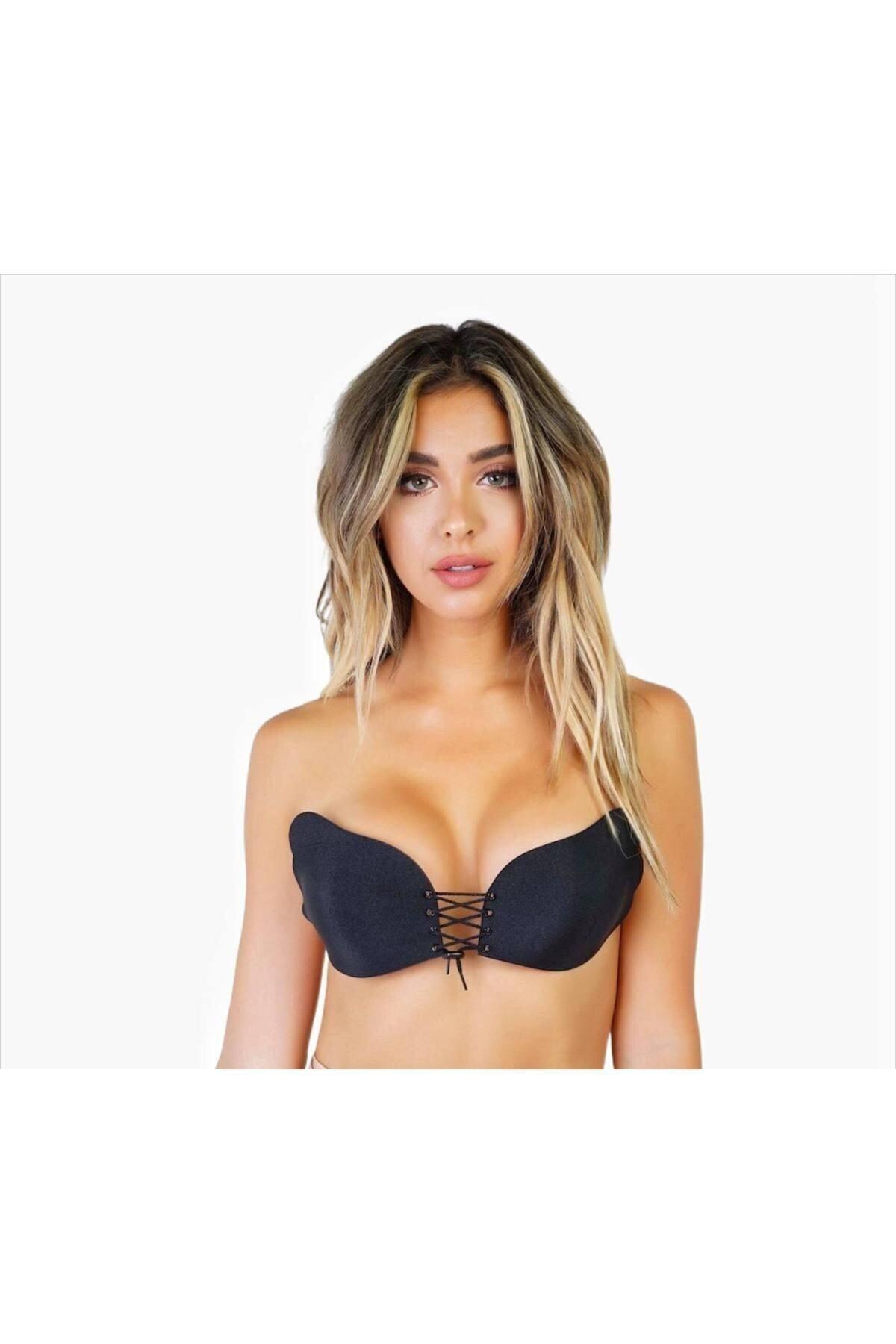 Women's Plumper Adhesive Black Bra - Swordslife