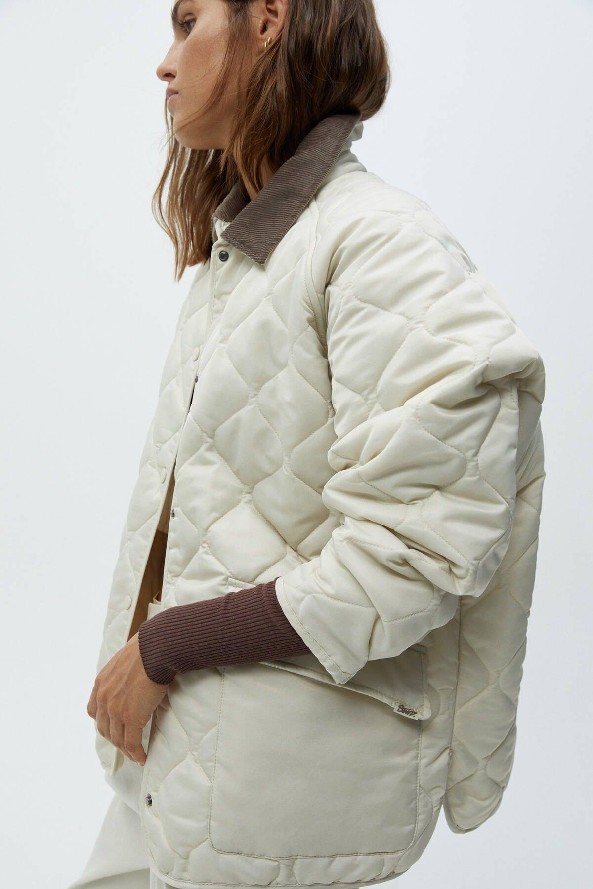 Corduroy Collar Inflatable Coat - Swordslife