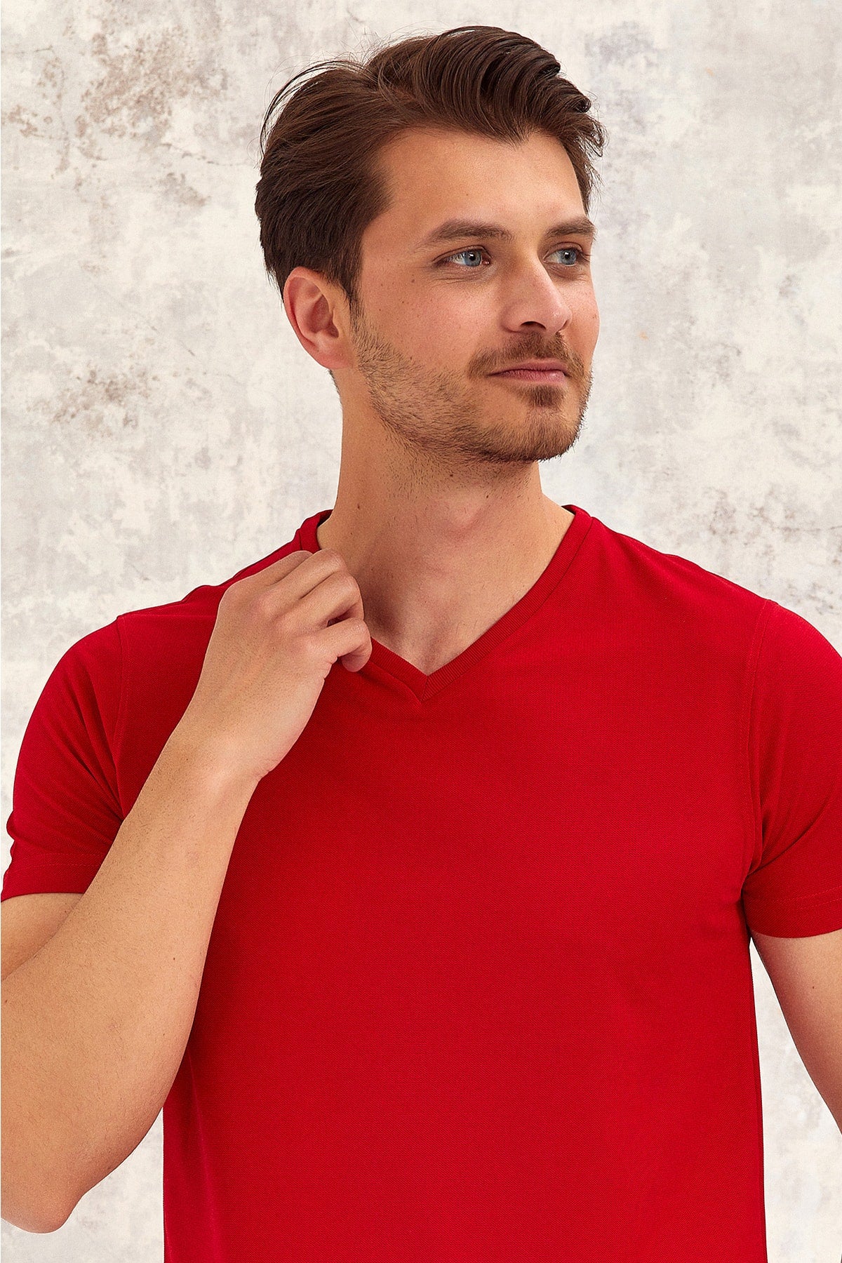 Gimaldo Men'S V-Neck T-Shirt - Red