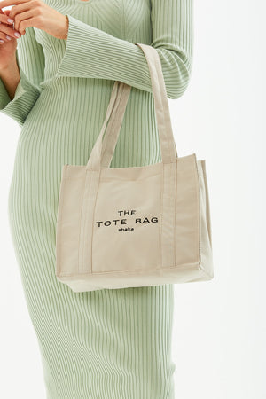 Cream U45 Snap Closure The Tote Bag Embroidered Canvas Fabric Daily Women'S Arm And Shoulder Bag 25X30