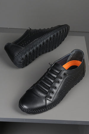 Casual Elastic Laceless Summer Genuine Leather Men'S Shoes