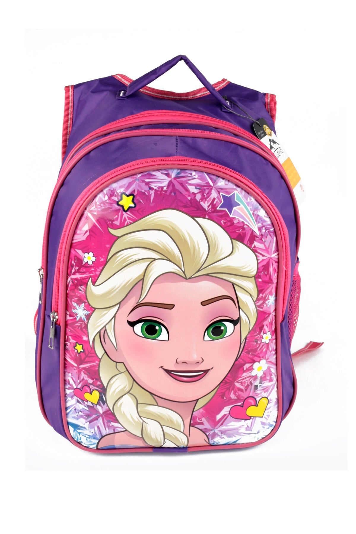 Middle School Primary School Bag and Lunch Box 3 Pockets Padded Princess Head Purple