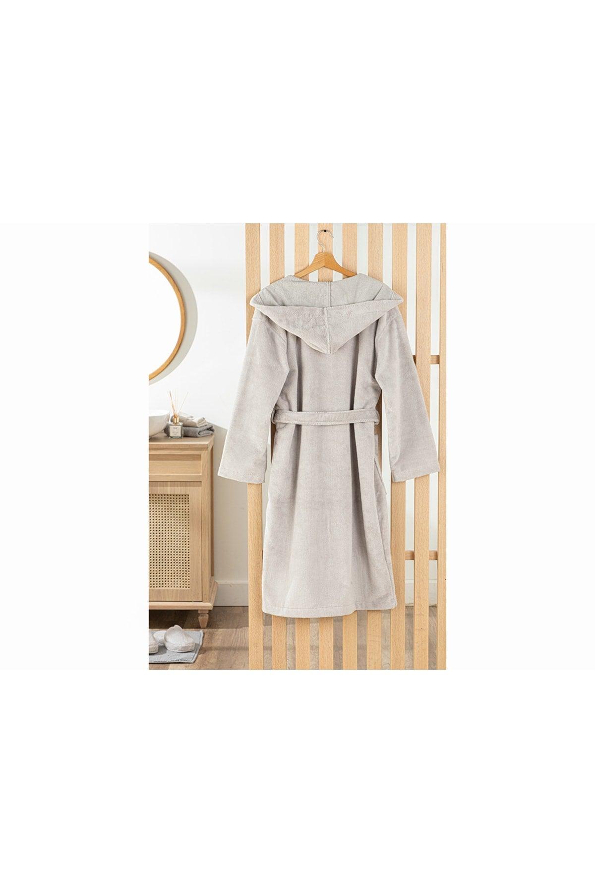 Softy Triga Cotton Hooded Bathrobe L-xl Gray - Swordslife