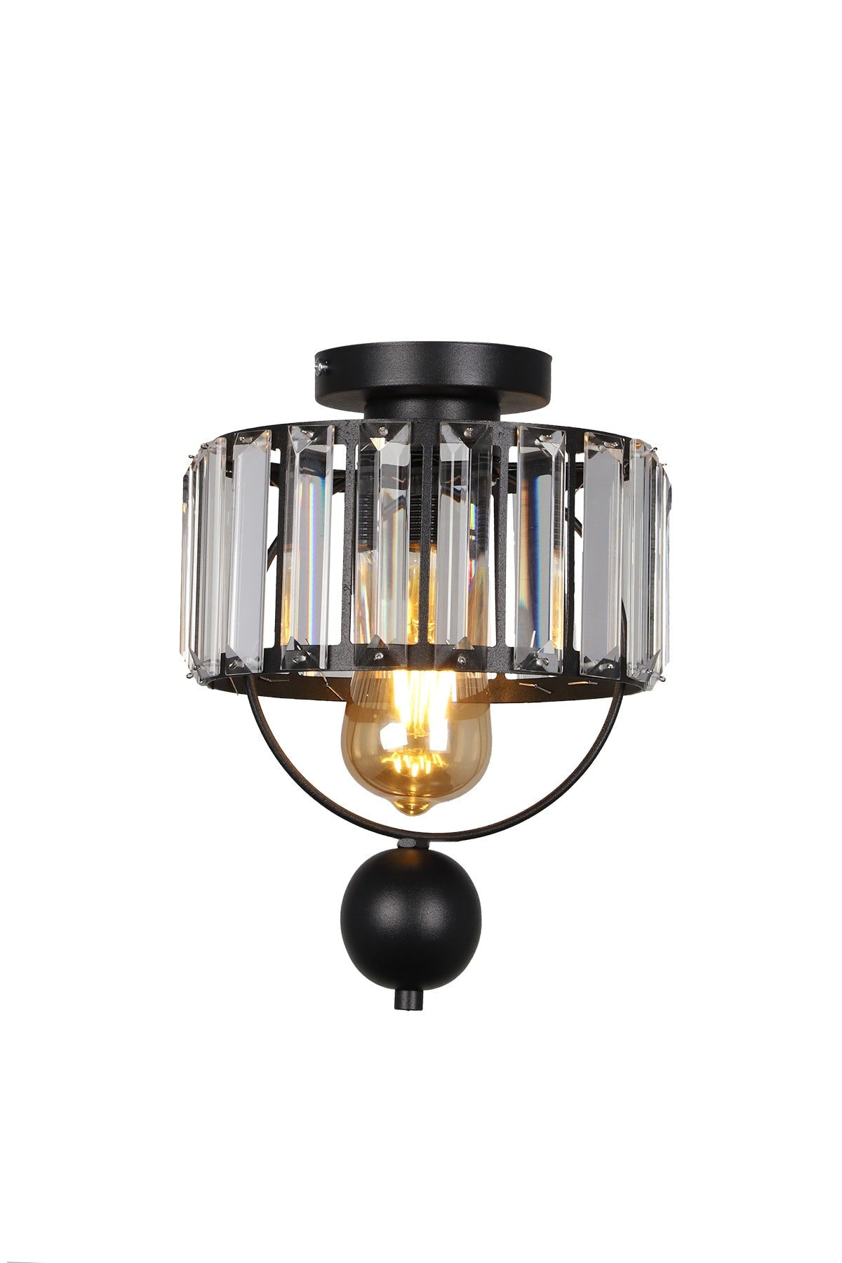 Gallon Single Lux Crystal Black Ceiling Mount Chandelier