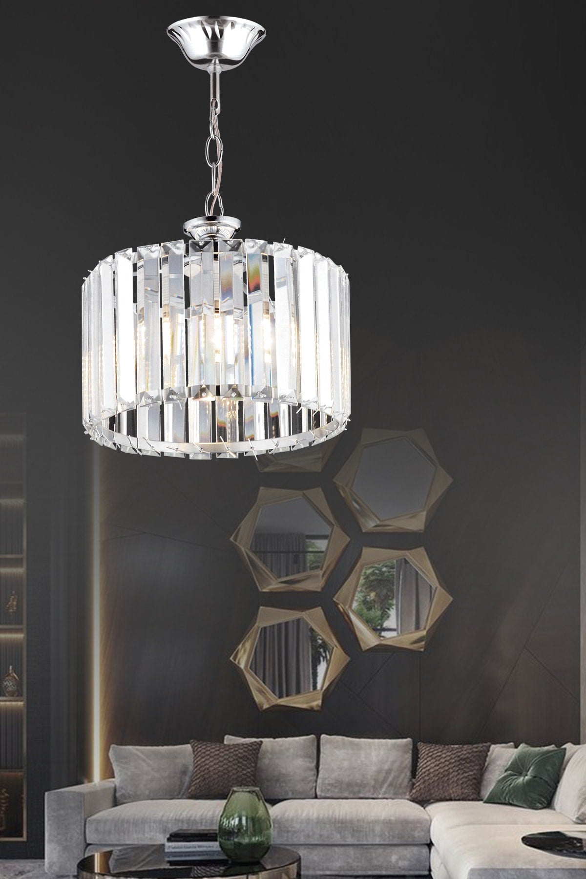 Luxury Crystal Chrome Stone 25cm Chandelier