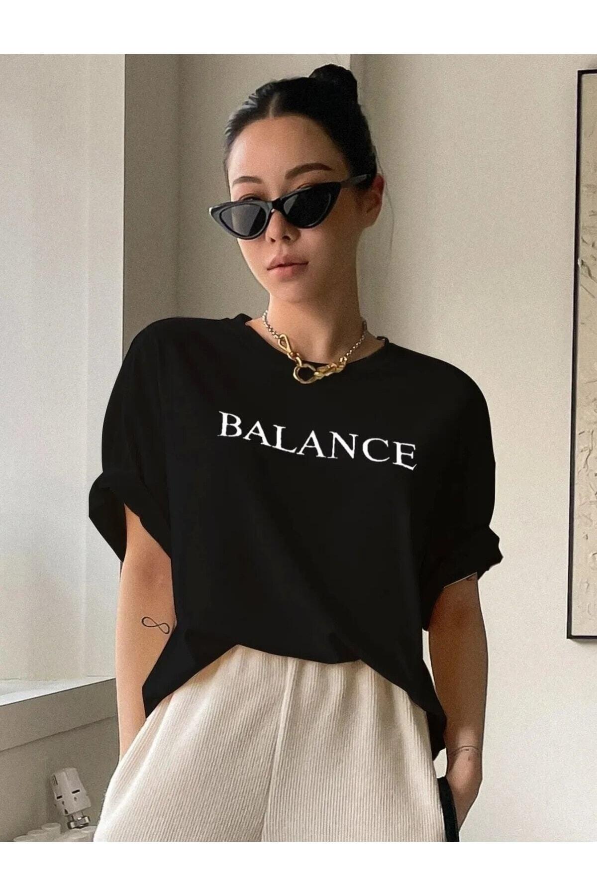 Women's Black Balance Printed T-shirt - Swordslife