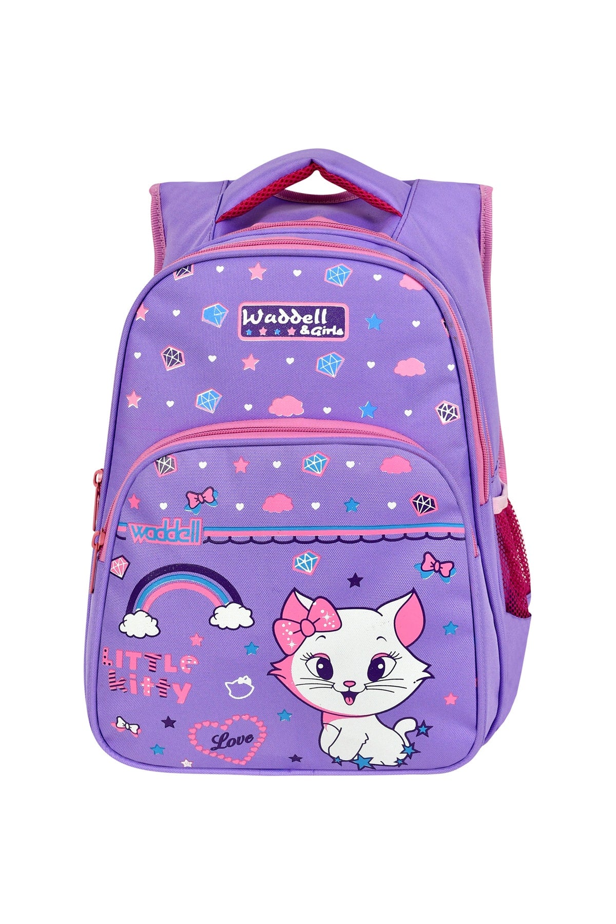 Waddell Licensed Lilac Cat Patterned Primary School Backpack And Lunch Box