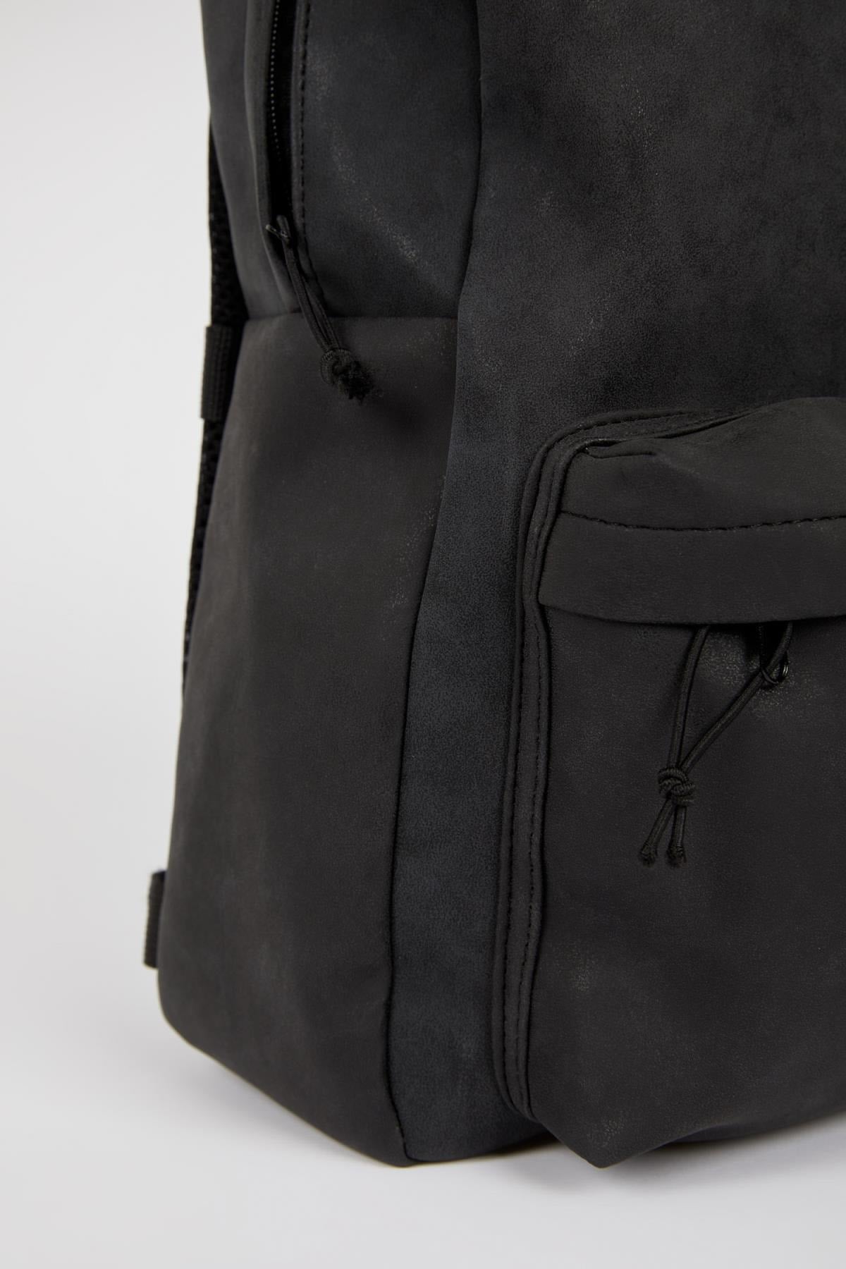 Men'S Large Faux Leather Backpack