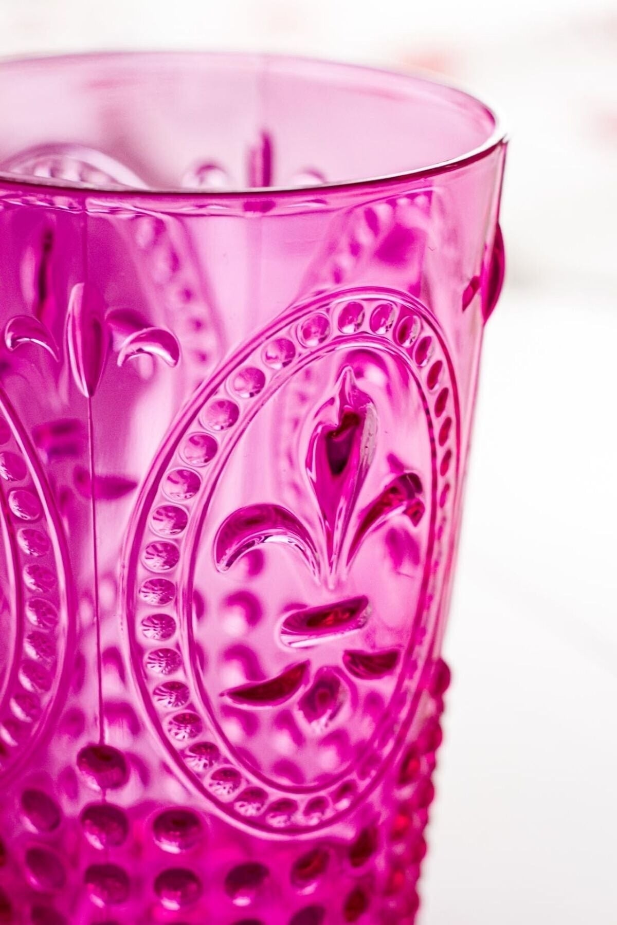 Acrylic Pink 6 Pcs Short Glasses & Water Soft Drink Coffee Side Glasses 400 Ml (Not Glass)