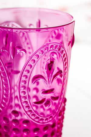 Acrylic Pink 6 Pcs Short Glasses & Water Soft Drink Coffee Side Glasses 400 Ml (Not Glass)