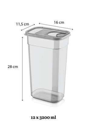 12 Pieces Tiny Labeled Storage Container With Sliding Lid - Jumbo Rectangular Food Container Jar 12X3.2 Lt