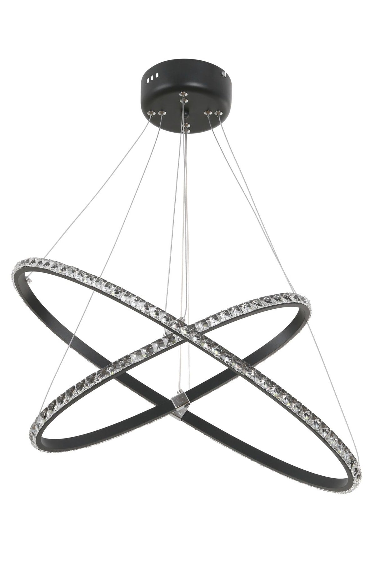 40/30 White Light 2 Piece Black Case LED Chandelier