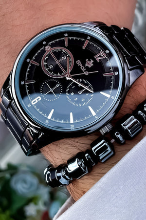 New Season Black Color Metal Band Men'S Wristwatch' Bracelet With Gift