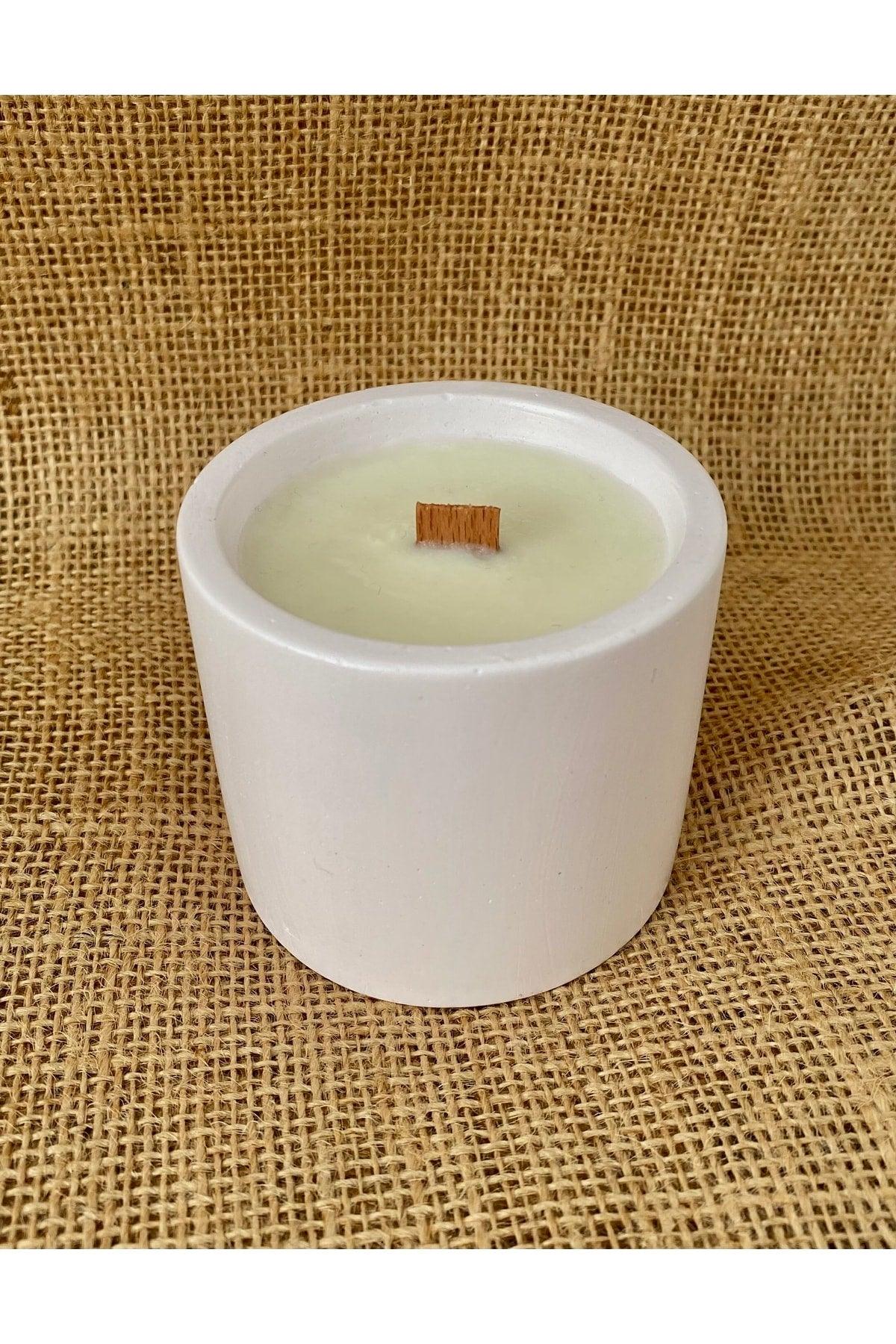 Lavender Scented Soy Wax with Wood Wick in Lilac Decorative Concrete Container - Swordslife