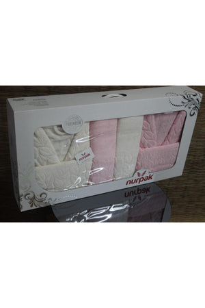 Family Bathrobe Set Set 8 Pieces 100% Cotton Pink-cream - Swordslife