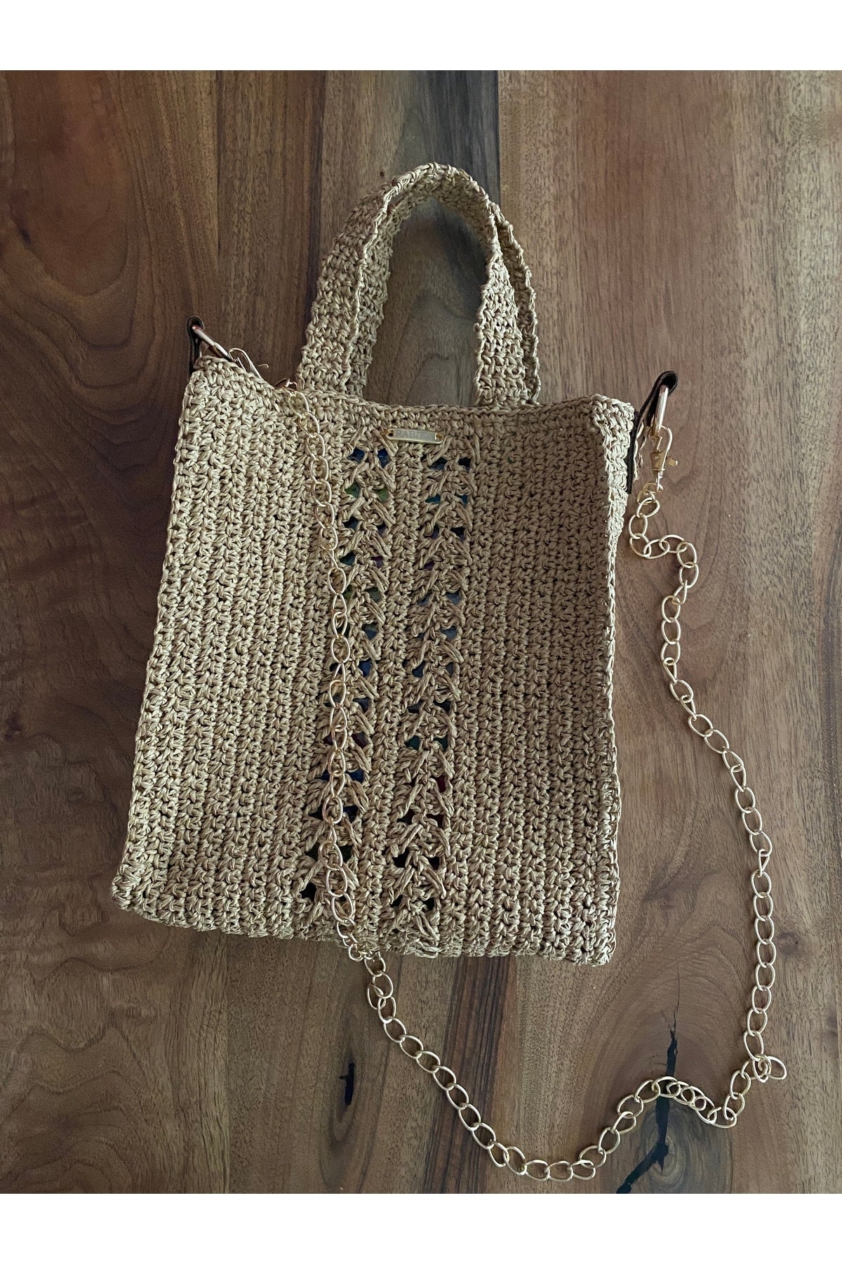 Patterned Shopper Straw Bag