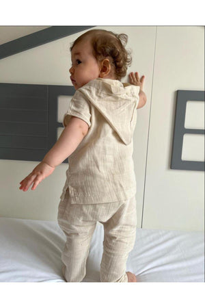 Hooded Organic Muslin Fabric Baby Set