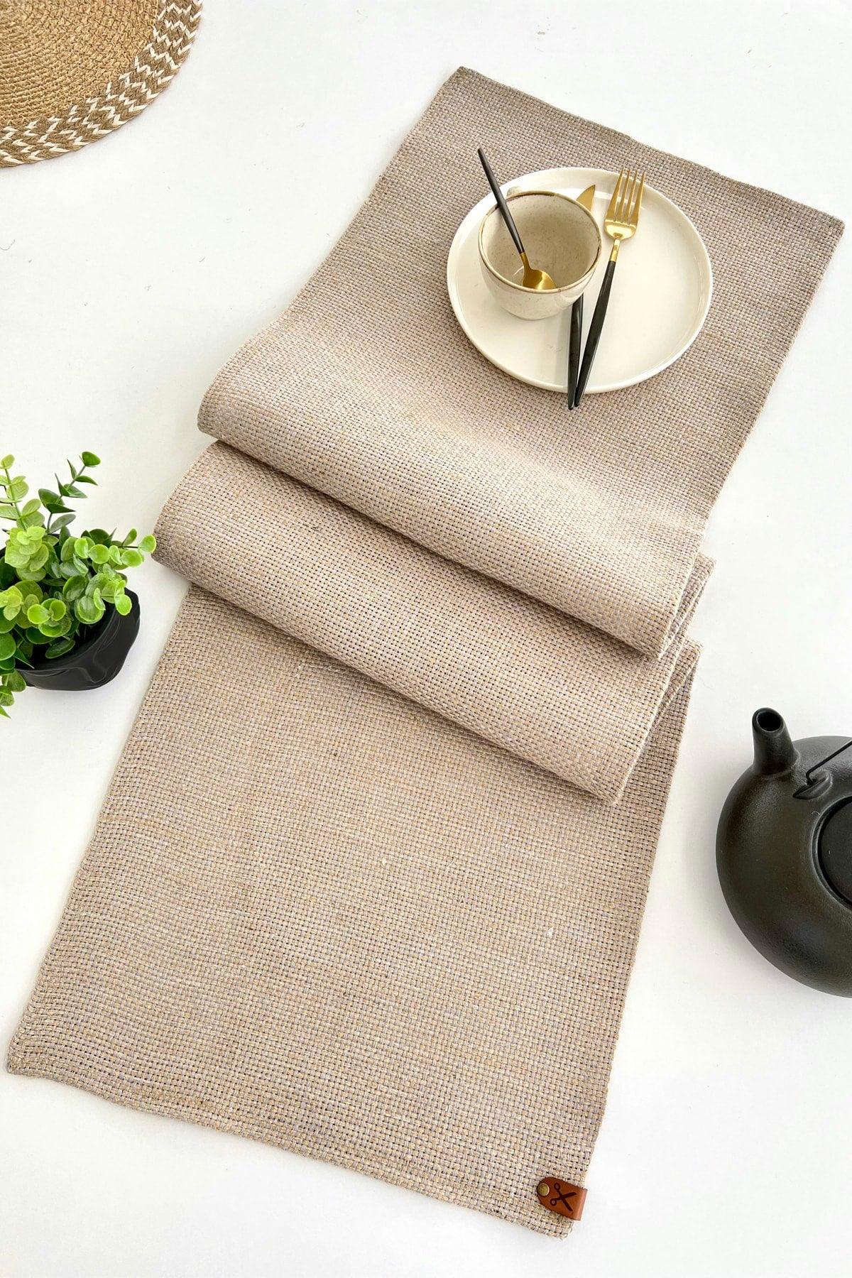 136x36cm Rectangular Straw Jute Runner Ranır / Living Room Kitchen Table Cloth / Console Cover - Grey/natural - Swordslife