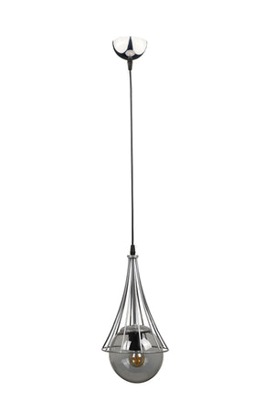 Lapis Single Chandelier Chrome-Smoked Glop Glass