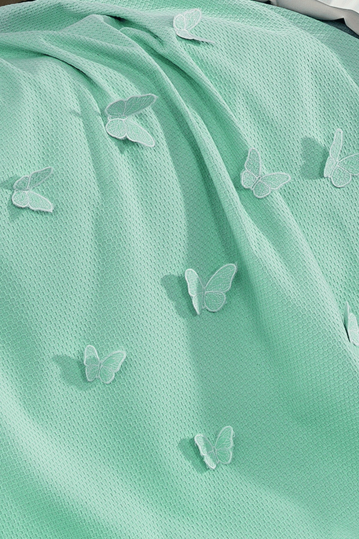 5 Pieces 100% Cotton 3d Butterfly Pattern Baby Duvet Cover Set Mint Green