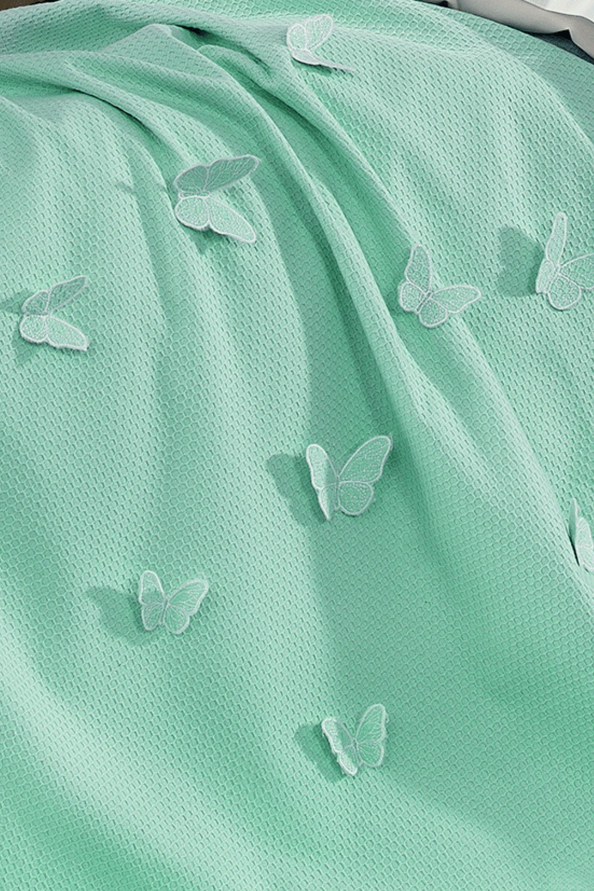 5 Pieces 100% Cotton 3D Butterfly Pattern Baby Duvet Cover Set Mint Green