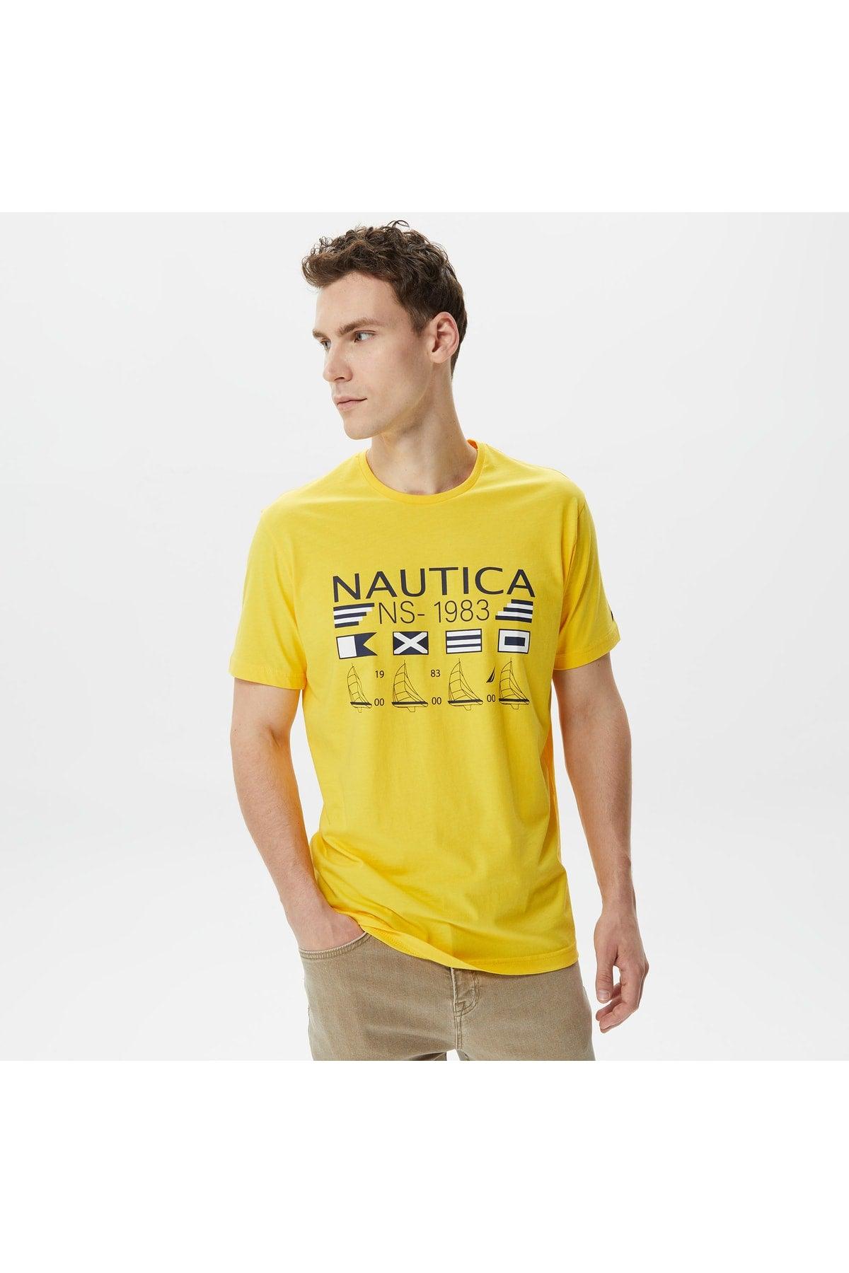 Men's Yellow Printed Standard Fit Short Sleeve T-shirt - Swordslife