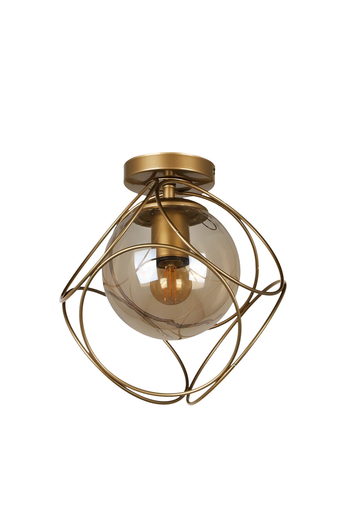 Suna Single Antique-Honey Glass Ceiling Mount Chandelier