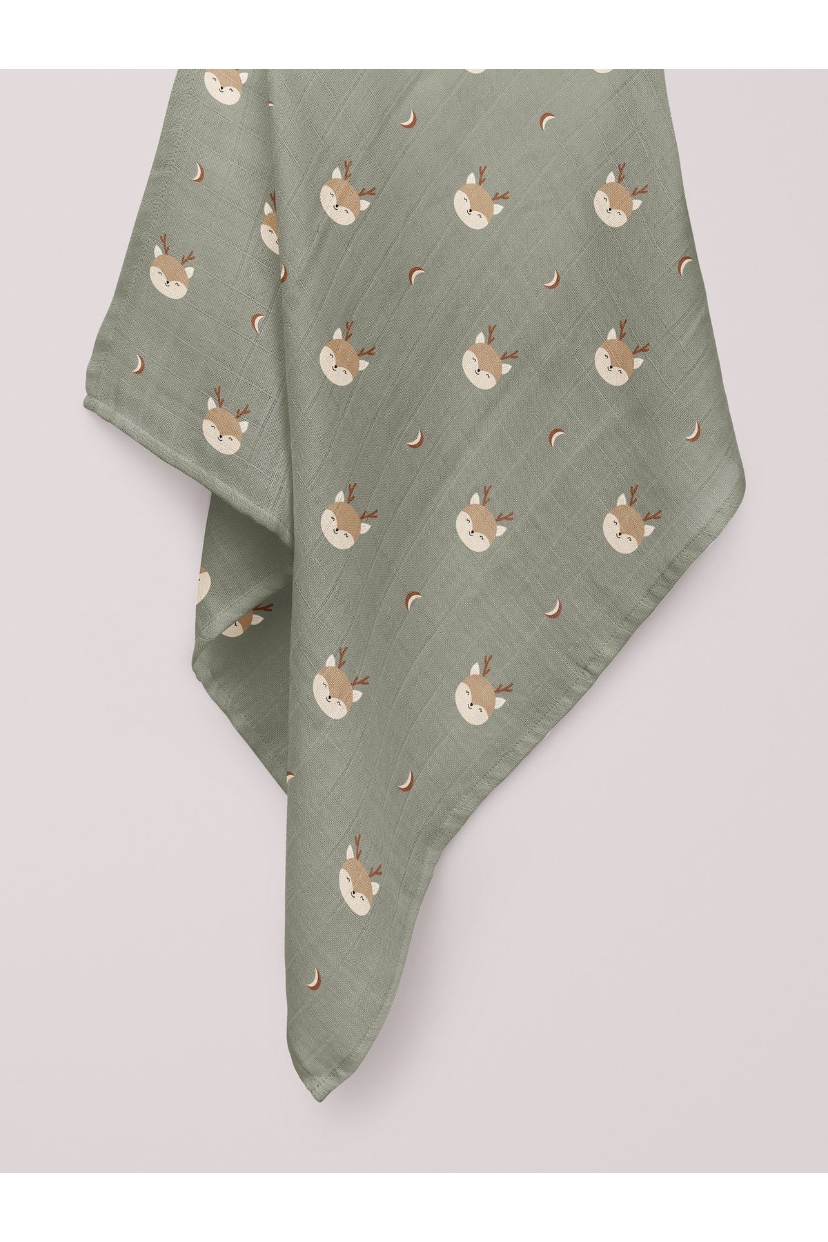 Forest Deer Organic Crinkle Square Muslin Cover 100 X 100 Cm