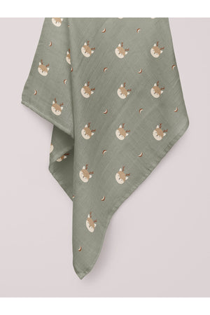 Forest Deer Organic Crinkle Square Muslin Cover 100 X 100 Cm