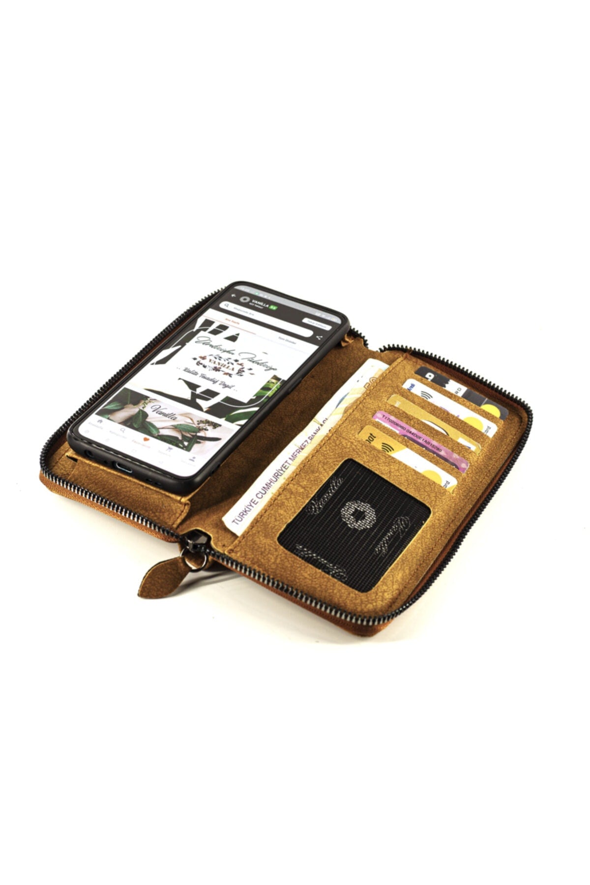 Unisex Vegan Leather Card Holder Wallet with Phone Compartment Xclub Model