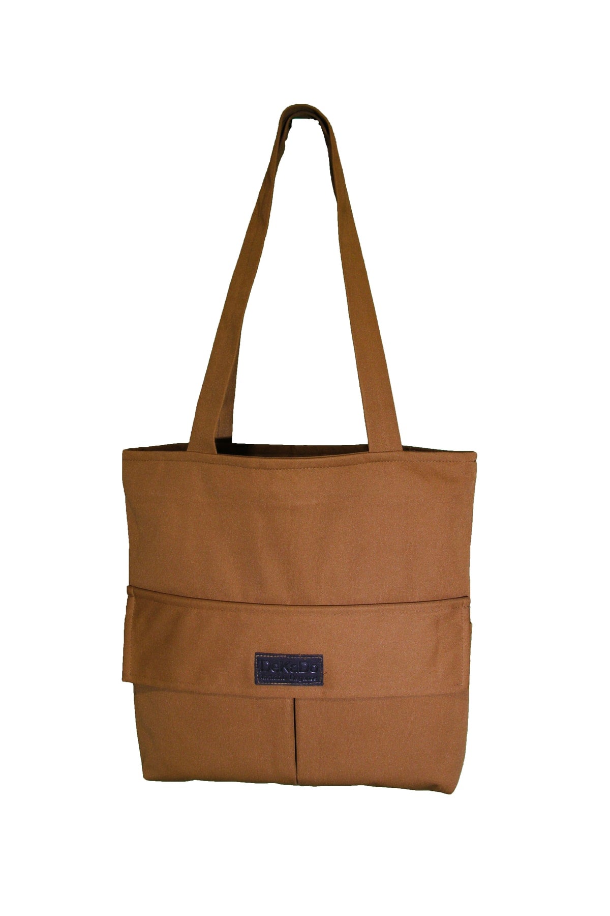 Women'S Brown Bag Zippered Hand And Shoulder Bag Canvas Fabric Tote Bag