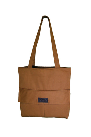 Women'S Brown Bag Zippered Hand And Shoulder Bag Canvas Fabric Tote Bag
