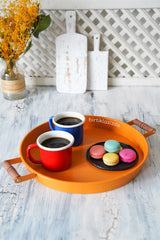 51 Cm Black 37 Cm Yellow 2 Liter Metal Round Tray Presentation Tray Tea Coffee Tray