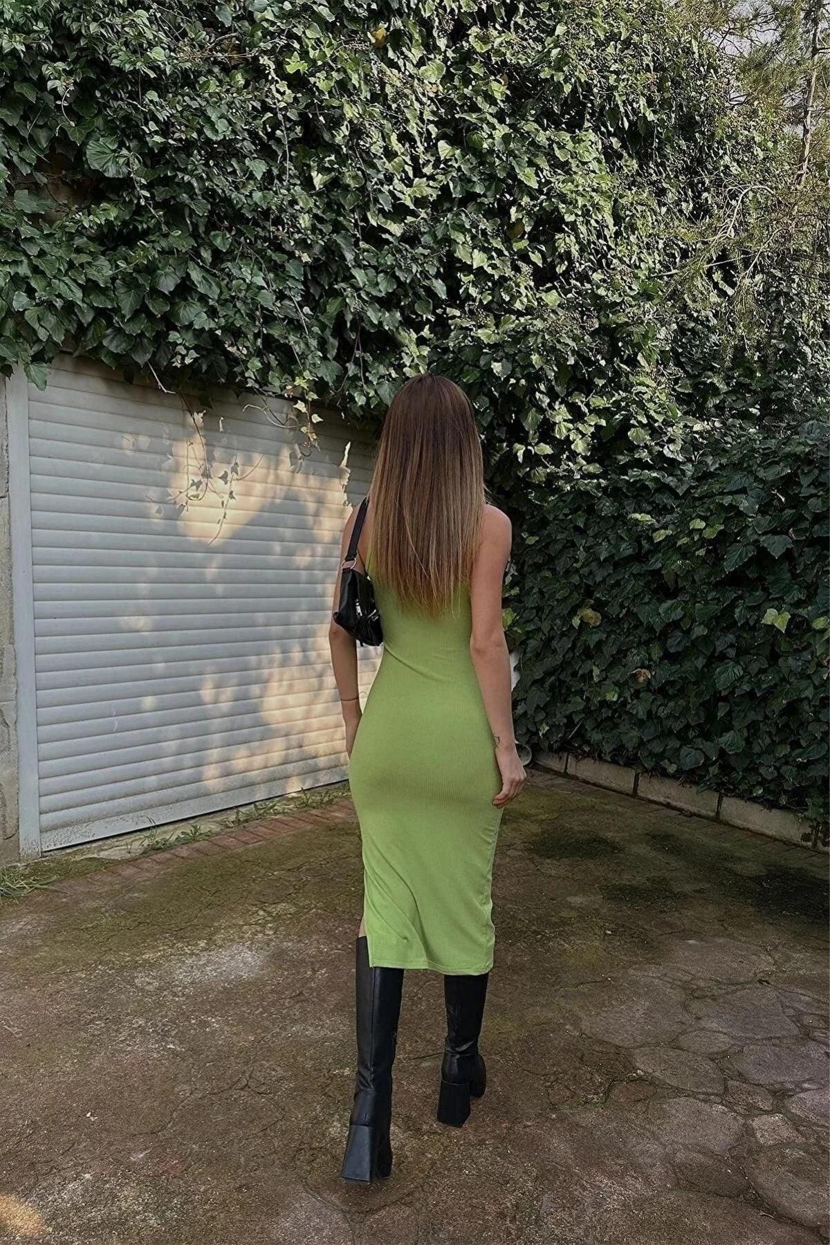 Pistachio Green Midi Length Pencil Dress (zck0486) - Swordslife