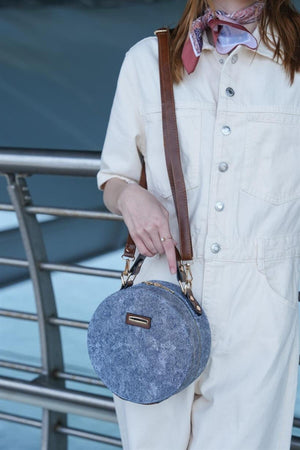 Blue Jeans Denim Women'S Round Shoulder Bag
