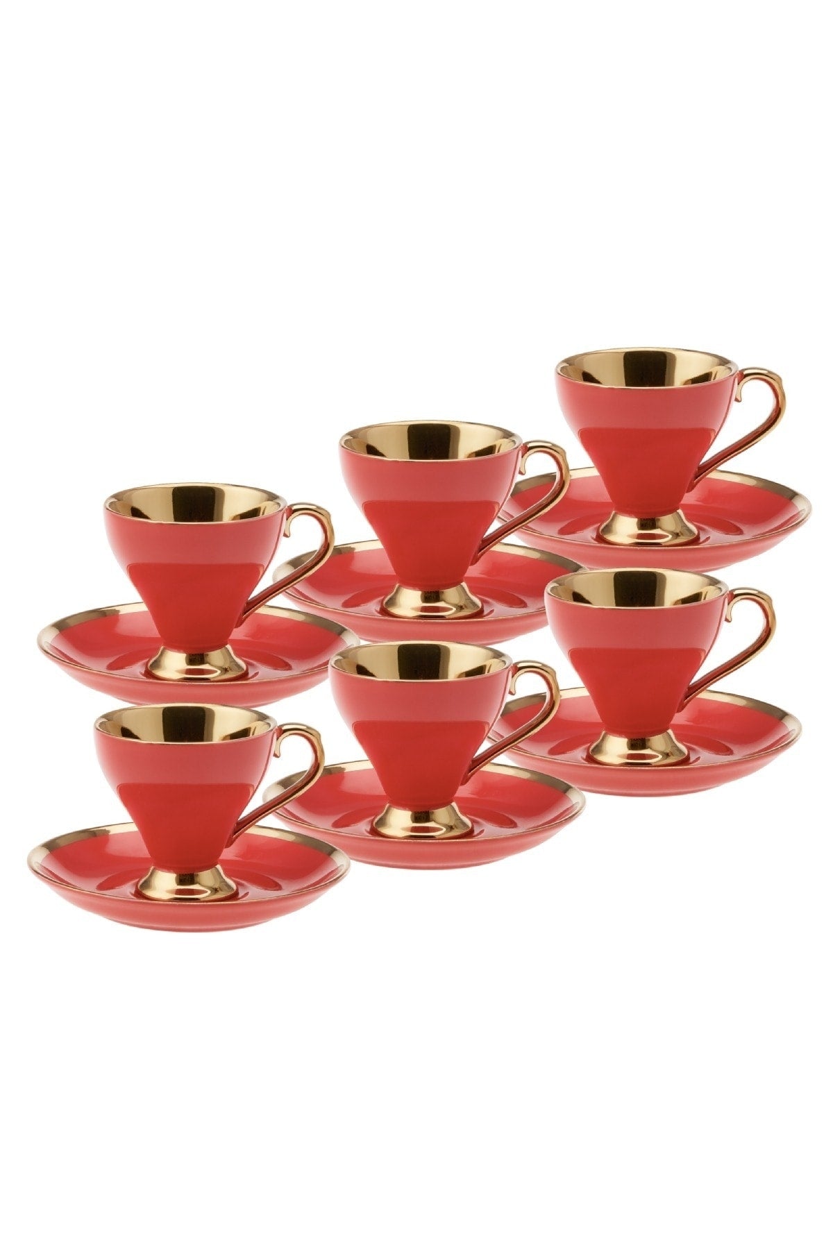 Luxury Red Set Of 6 Coffee Cups 90 Ml