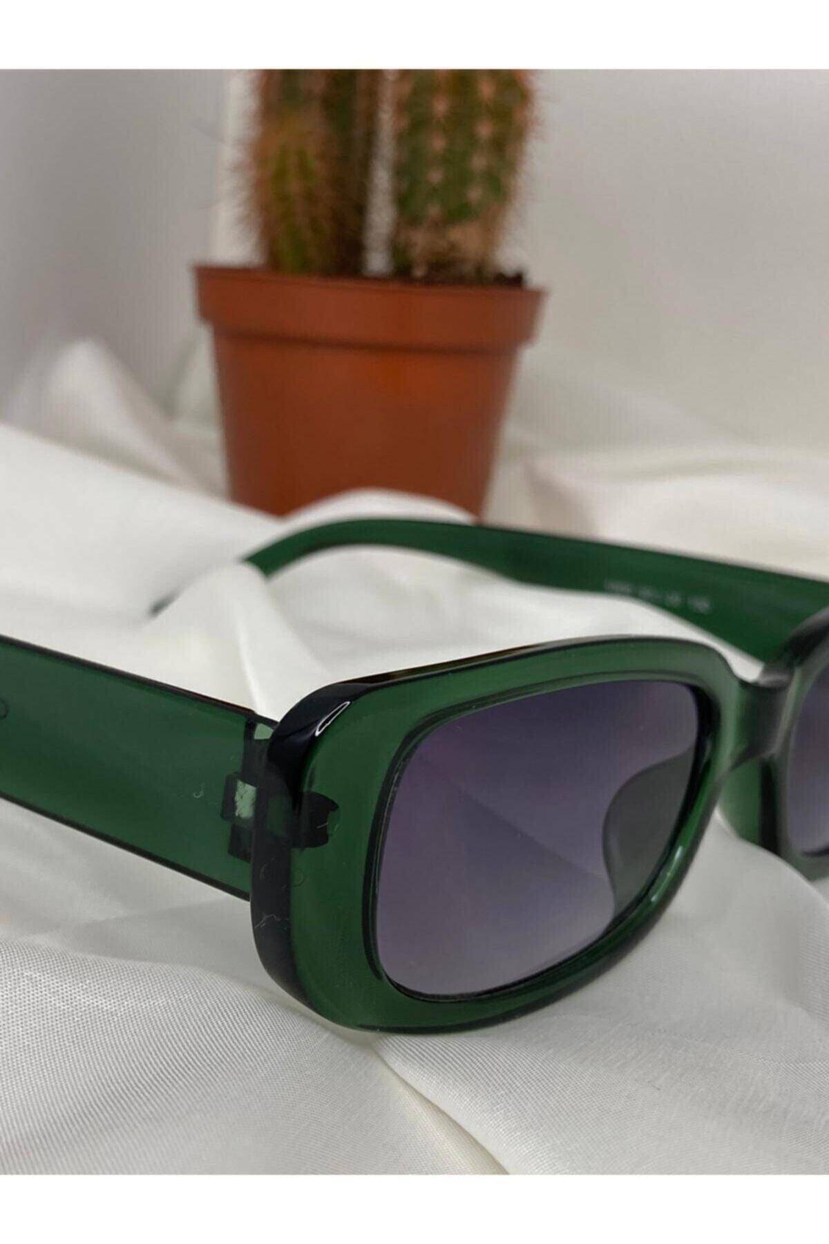 Unisex Vintage Rectangle Green Sunglasses - Swordslife