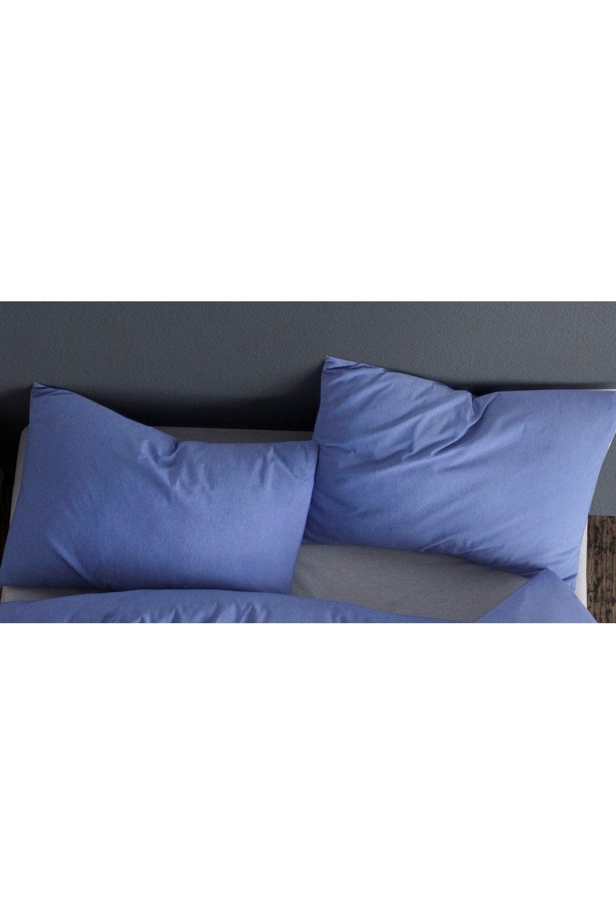 Double Duvet Cover Set with Elastic Linen | Sax Blue | - Swordslife