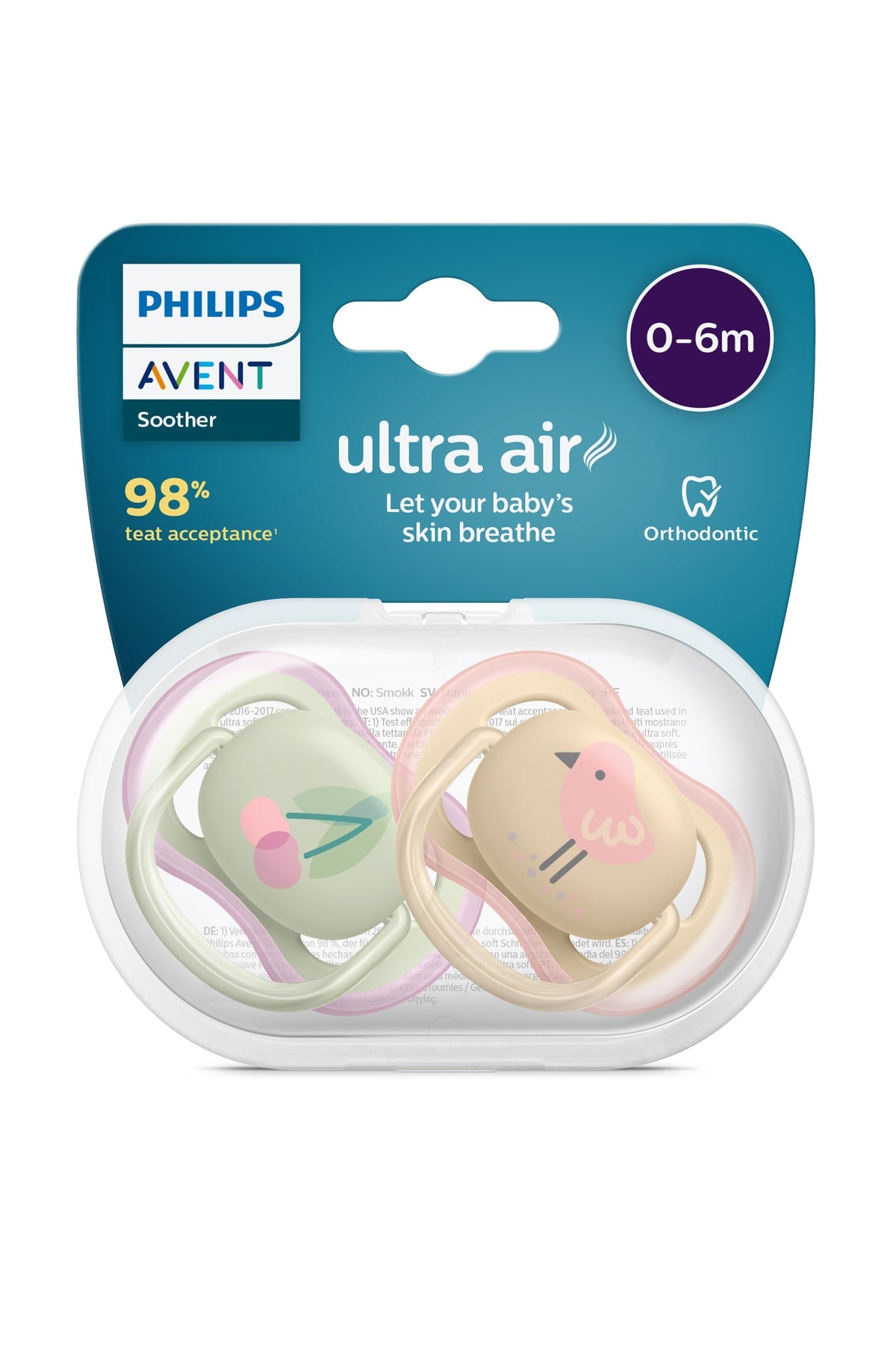 Scf085/13 Ultra Air Pacifier 0-6 Months 2 Pair Girl