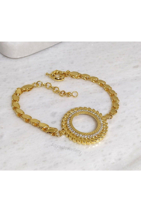 Jeweller's Production 22K Gold Plated Quarter Gold Compatible Barley Chain Bracelet - Swordslife