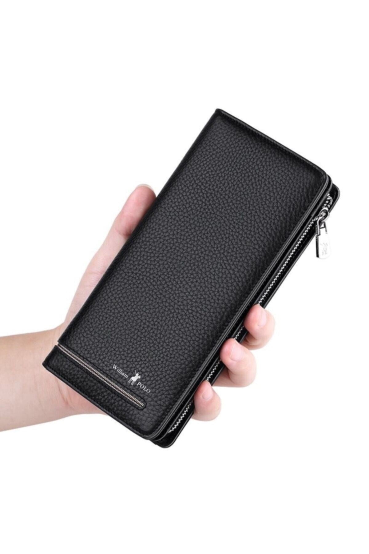 Alta Qualıta Men's Black Genuine Leather Long Wallet Card Holder